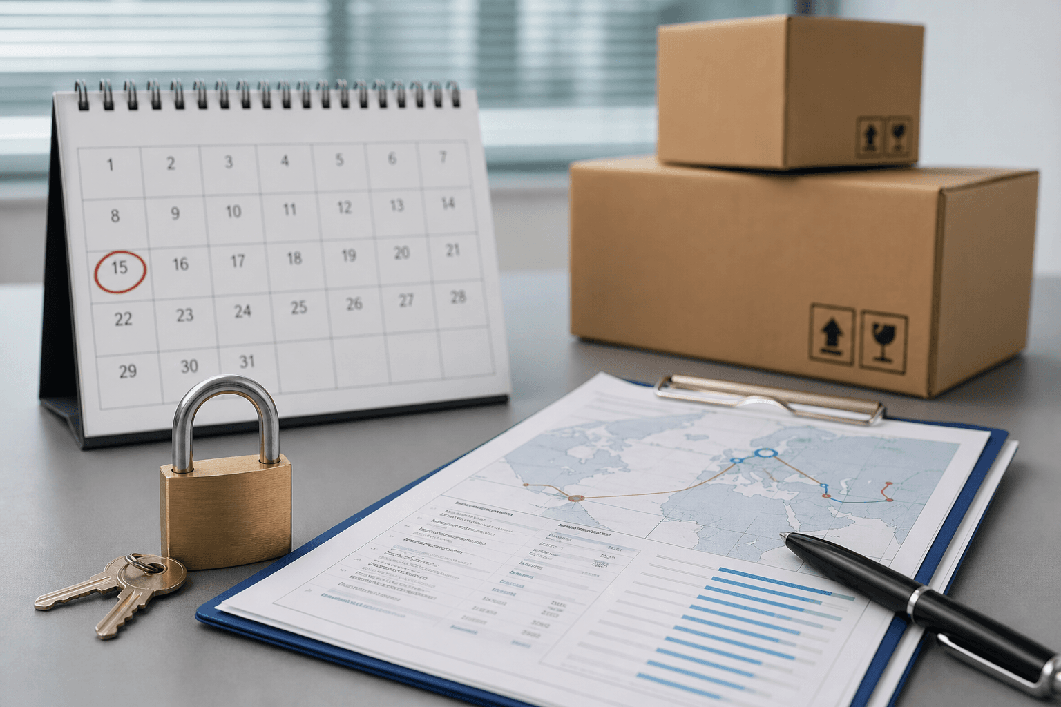 Calendrier et documents pour réserver un transport maritime