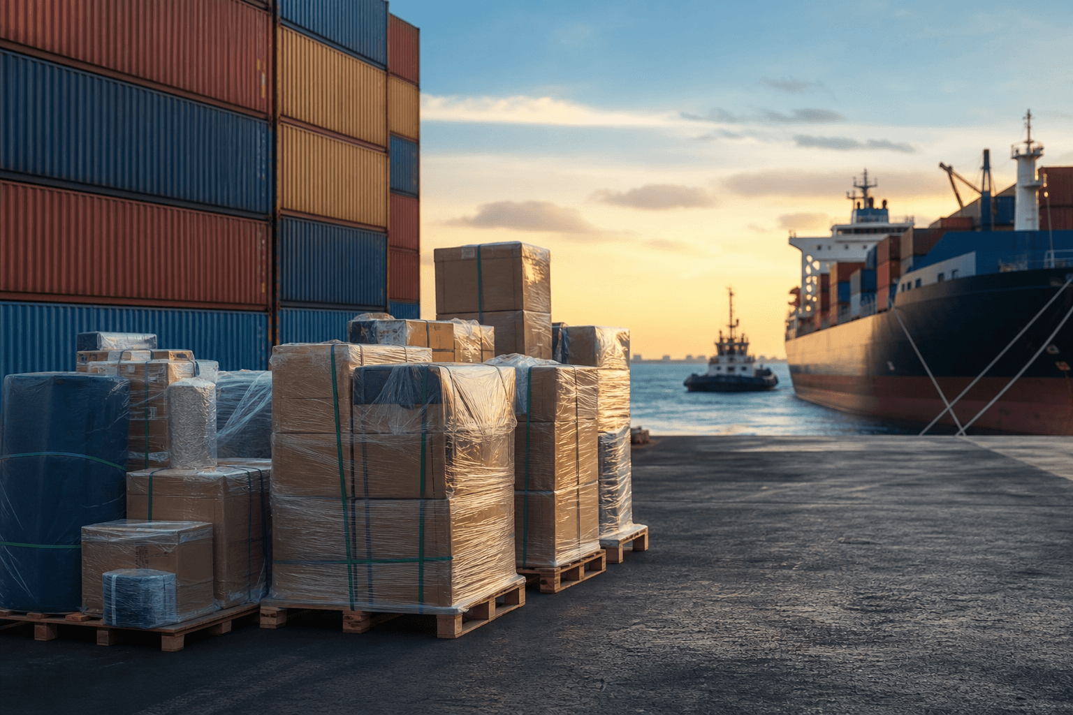 Effets personnels préparés pour un groupage maritime
